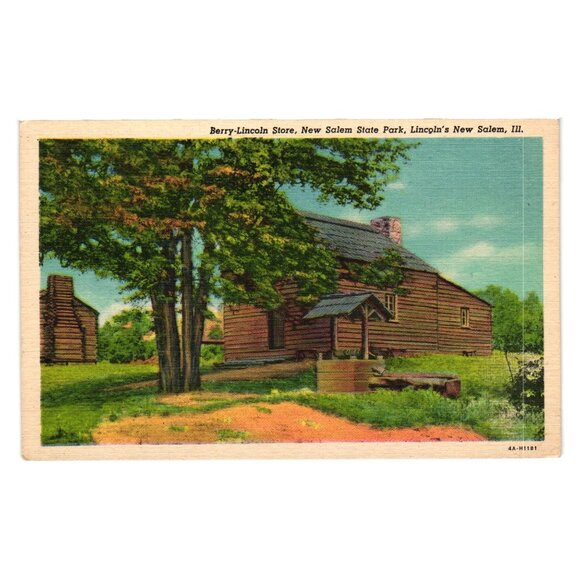 Berry Lincoln Store New Salem State Park Postcard Historic Abraham Lincoln Cabin - Picture 1 of 2